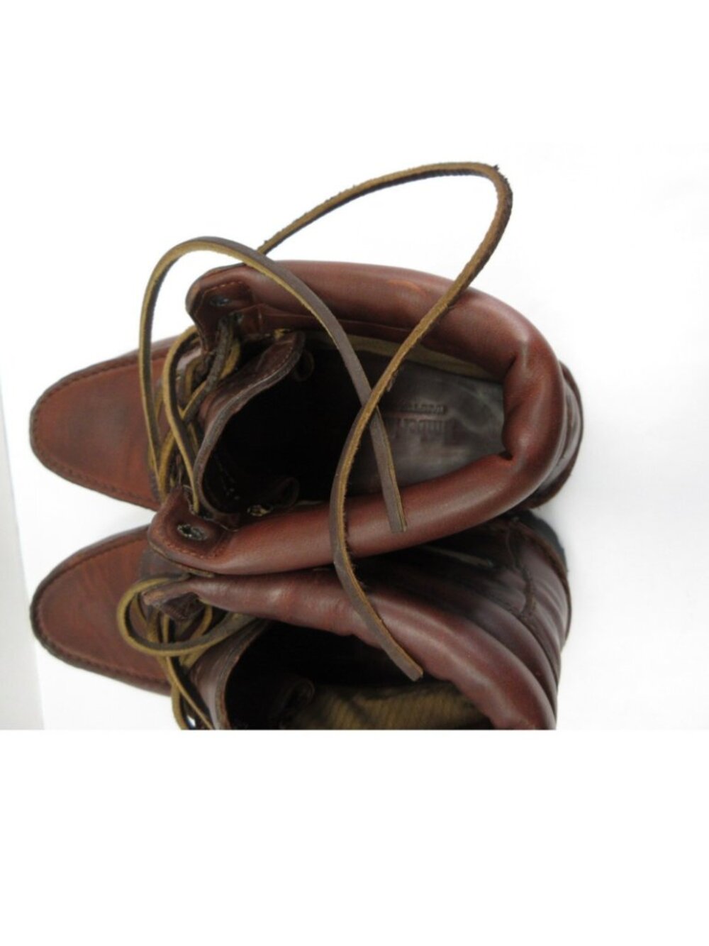 VINTAGE Timberland Boots 11 M Leather 7 Eye Moc Toe Lug Sole Lace Up * - Picture 7 of 12